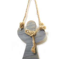 Zawieszka drewniana HAND MADE Anioł 15cm Szary